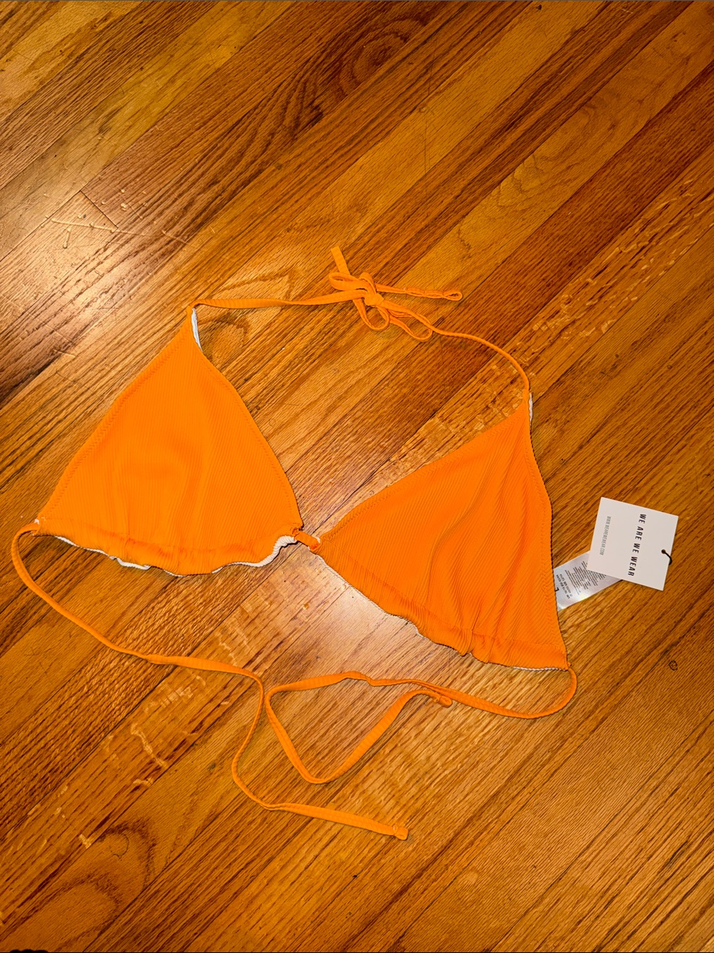 We Are We Wear Melissa Reversible Ribbed Triangle Top Bikini In Orange Asos L — image 2 of 5
